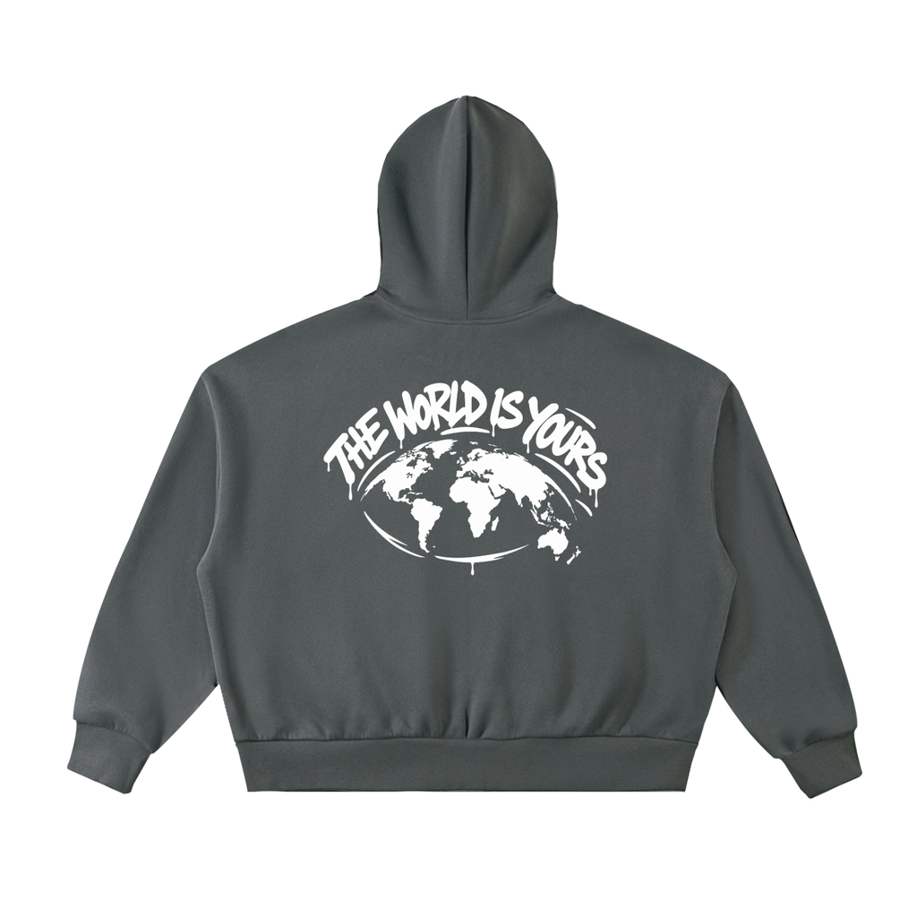 Fleeced Full-Zip Boxy Hoodie