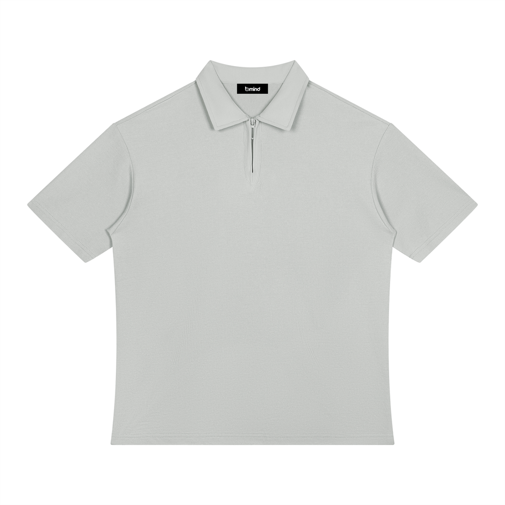 Unisex Color Block Quarter-Zip Polo Shirt