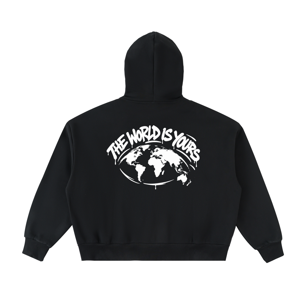Fleeced Full-Zip Boxy Hoodie