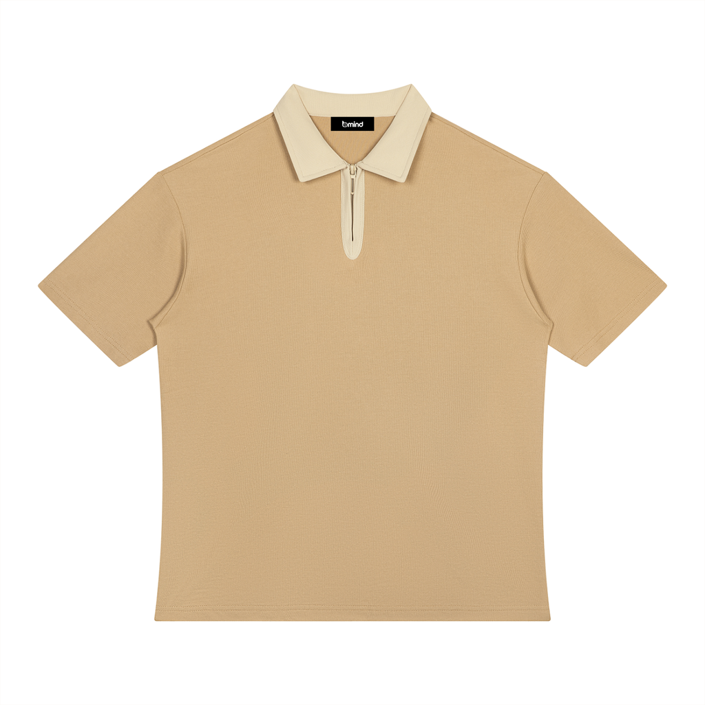 Unisex Color Block Quarter-Zip Polo Shirt