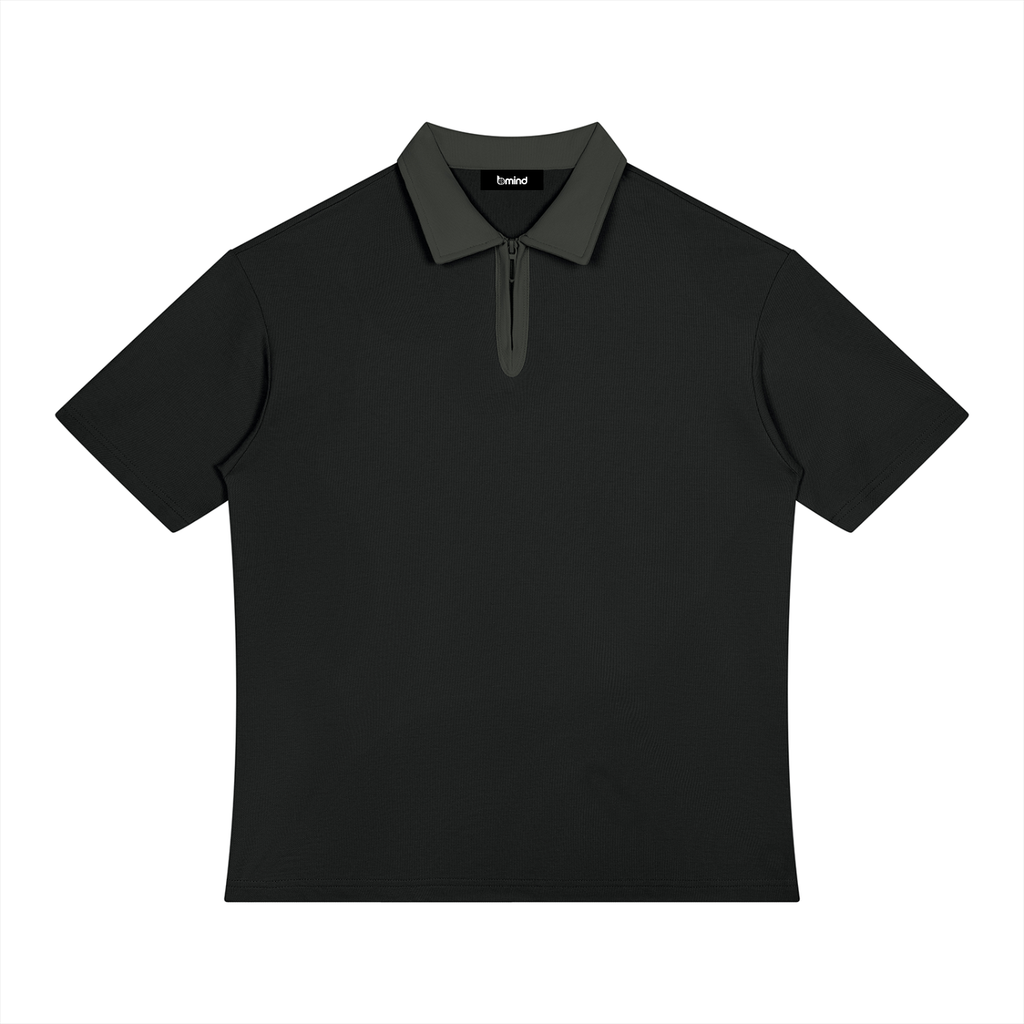 Unisex Color Block Quarter-Zip Polo Shirt
