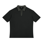 Unisex Color Block Quarter-Zip Polo Shirt
