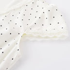 Chu Sau beauty Women New Fashion Sweet Polka Dot Print Chic Lace Patchwork V-neck Long Dress Vintage Short Sleeve Party Dresses