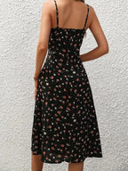 Women's Floral Print Asymmetrical Hem Long Dress Bohemian Style Sleeveless Midi Dress for Daily Wear Beach Vacation