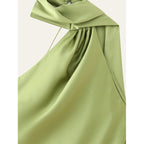 YENKYE High Street Women Sexy Elegant Halter Long Dress Female Fashion Backless Green Satin Party Maxi Vestidos