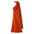 YENKYE High Street Women Sexy Elegant Halter Long Dress Female Fashion Backless Green Satin Party Maxi Vestidos