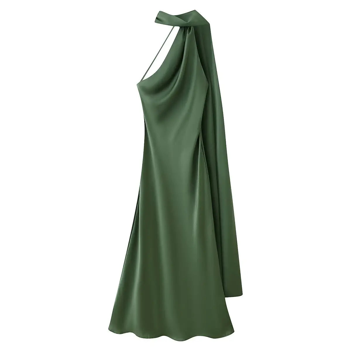 YENKYE High Street Women Sexy Elegant Halter Long Dress Female Fashion Backless Green Satin Party Maxi Vestidos