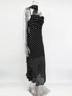 Tuularose Elegant Polka Dot Long Dress Summer Scarf Ribbon Ruffle Halter Pleated Dress Luxury Sleeveless Women's Evening Dresses