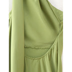 YENKYE High Street Women Sexy Elegant Halter Long Dress Female Fashion Backless Green Satin Party Maxi Vestidos