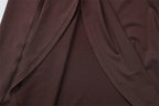 Mozision Elegant Draped Ruched Sexy Maxi Dress For Women Fashion O Neck Sleeveless Thigh High Split Club Party Long Dress Female
