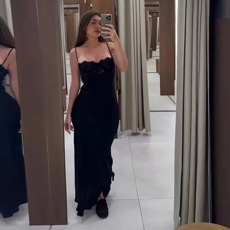 Sexy Women's Dress Halter Sleeveless Lace Patchwork Slim Dresses Female 2026 Summer Party Evening Fashion Elegant Lady Outfit