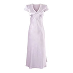 Chu Sau beauty Women New Fashion Sweet Polka Dot Print Chic Lace Patchwork V-neck Long Dress Vintage Short Sleeve Party Dresses