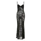 Weird Puss See Through Dress Women Backless Hollow Flower Print Patchwork Solid Sleeveless Sexy Midnight Clubwear Party Vestidos