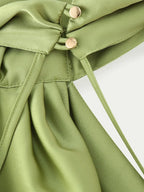 YENKYE High Street Women Sexy Elegant Halter Long Dress Female Fashion Backless Green Satin Party Maxi Vestidos