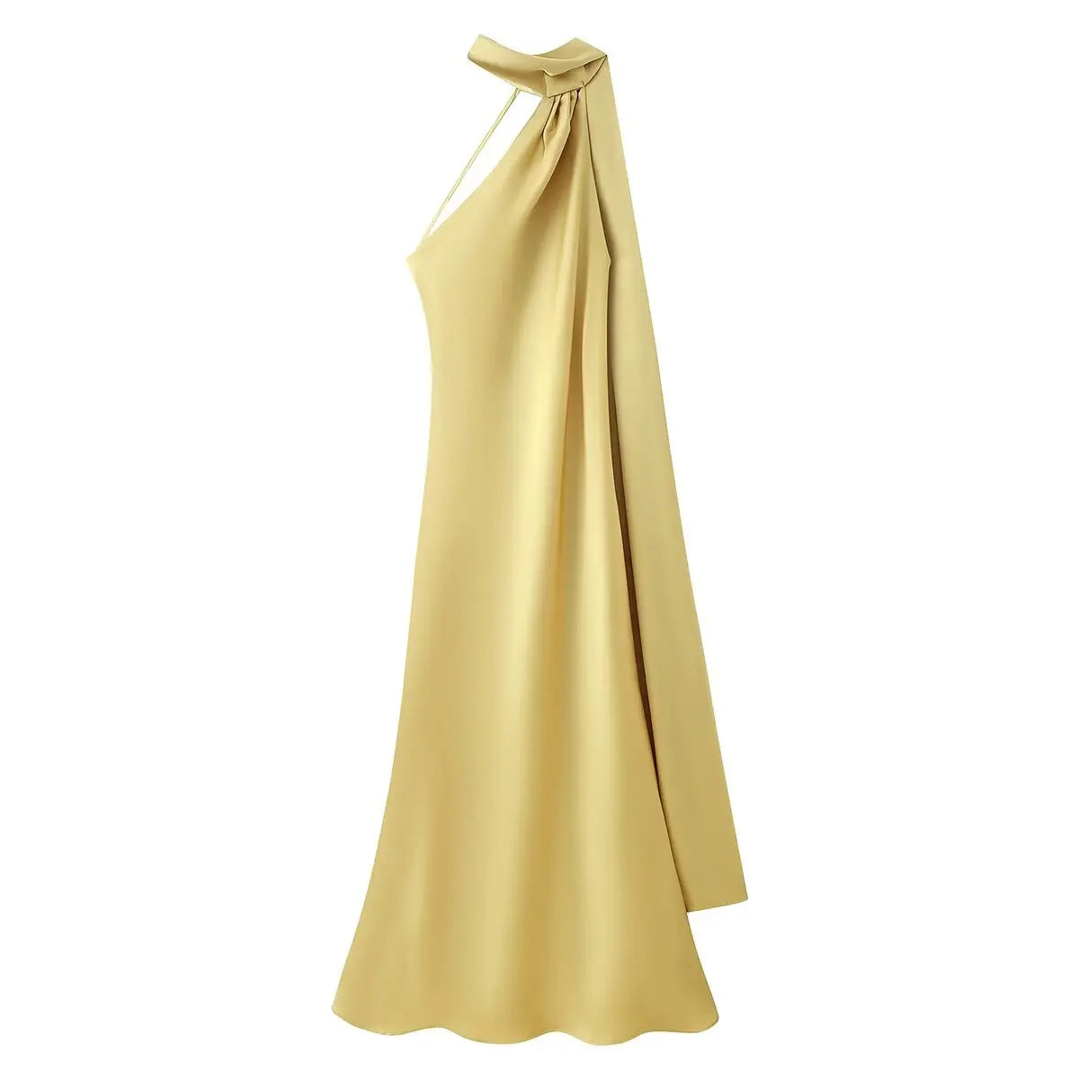 YENKYE High Street Women Sexy Elegant Halter Long Dress Female Fashion Backless Green Satin Party Maxi Vestidos