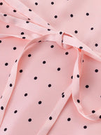 Chu Sau beauty Women New Fashion Sweet Polka Dot Print Chic Lace Patchwork V-neck Long Dress Vintage Short Sleeve Party Dresses