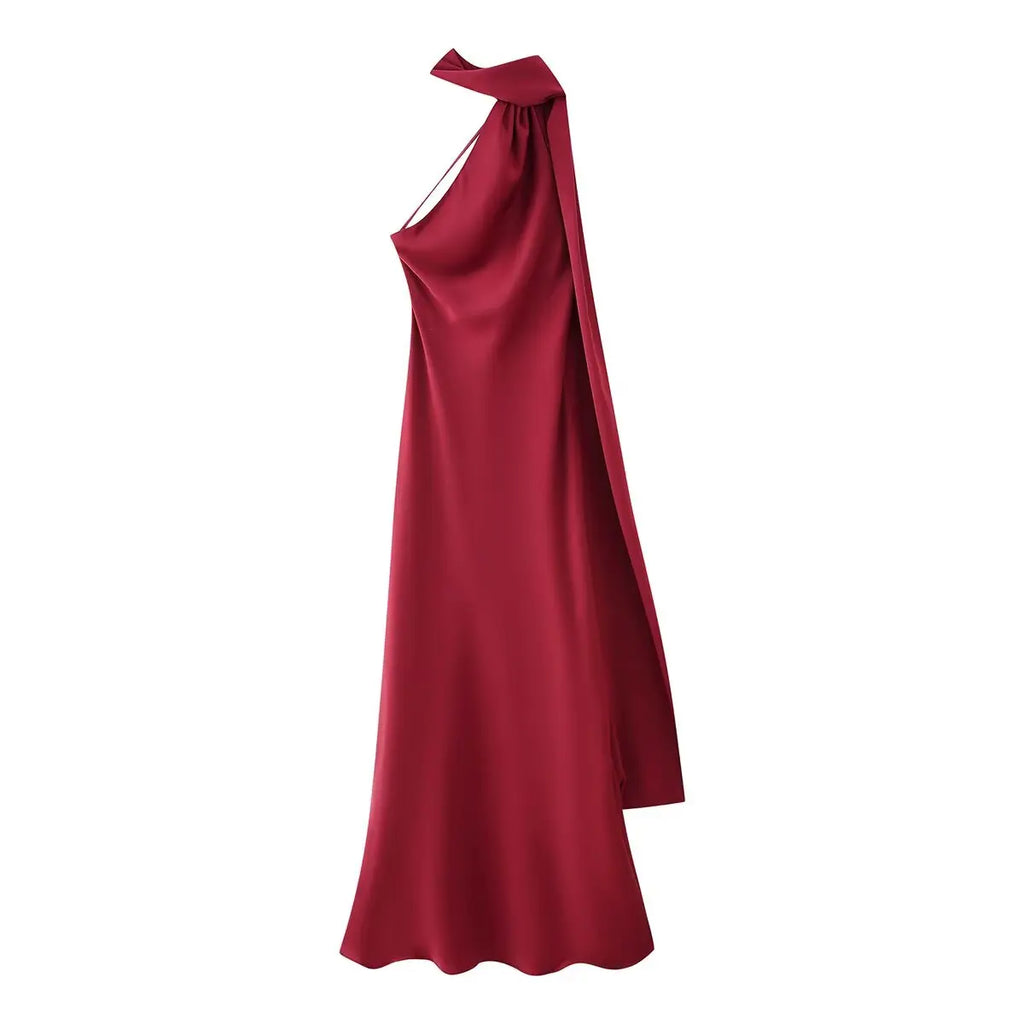 YENKYE High Street Women Sexy Elegant Halter Long Dress Female Fashion Backless Green Satin Party Maxi Vestidos
