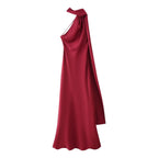 YENKYE High Street Women Sexy Elegant Halter Long Dress Female Fashion Backless Green Satin Party Maxi Vestidos