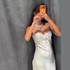 Sexy Women's Dress Halter Sleeveless Lace Patchwork Slim Dresses Female 2026 Summer Party Evening Fashion Elegant Lady Outfit