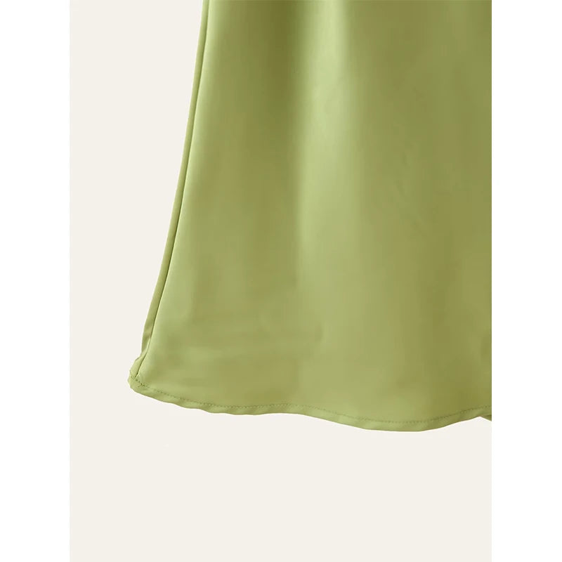 YENKYE High Street Women Sexy Elegant Halter Long Dress Female Fashion Backless Green Satin Party Maxi Vestidos