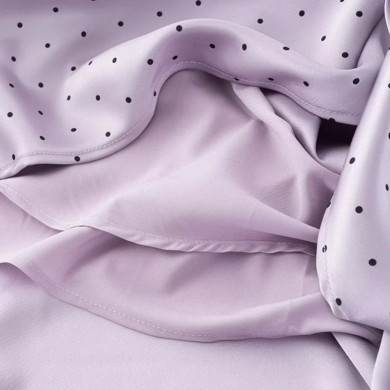 Chu Sau beauty Women New Fashion Sweet Polka Dot Print Chic Lace Patchwork V-neck Long Dress Vintage Short Sleeve Party Dresses