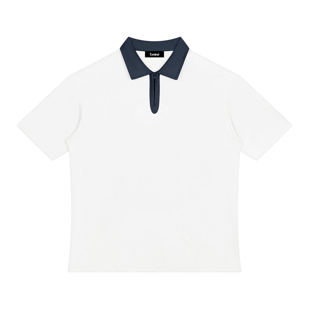 Unisex Color Block Quarter-Zip Polo Shirt