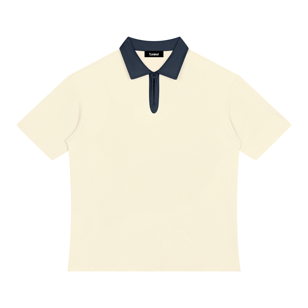 Unisex Color Block Quarter-Zip Polo Shirt