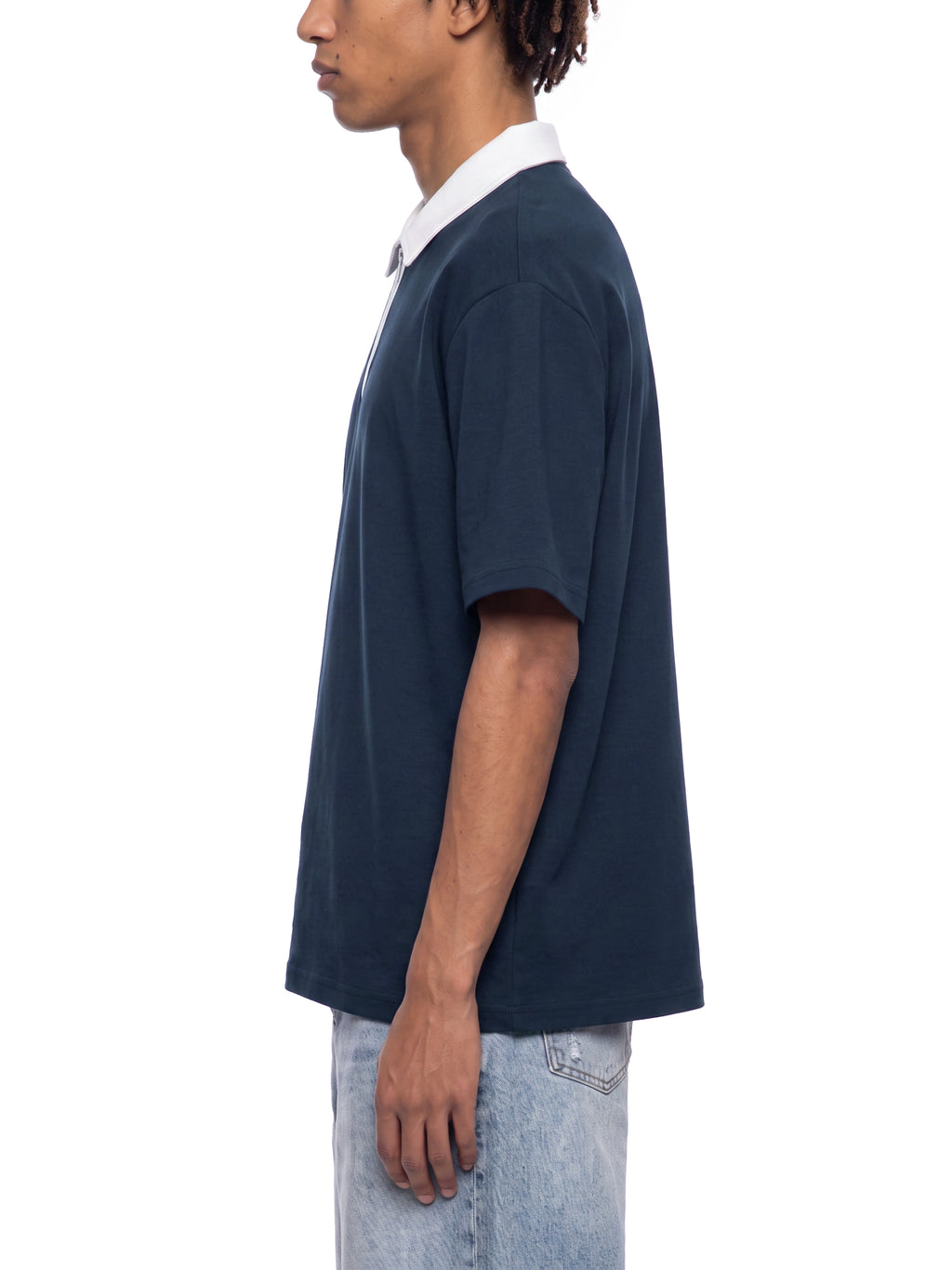 Unisex Color Block Quarter-Zip Polo Shirt